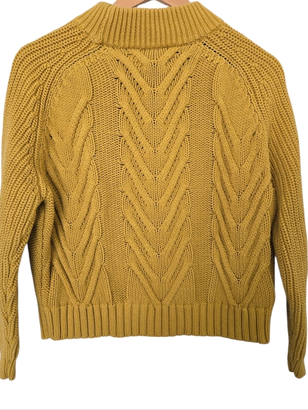 J.Crew Chunky Knit Sweater Mustard Yellow Cable Knit Cozy Fall Pullover XS - Picture 4 of 5